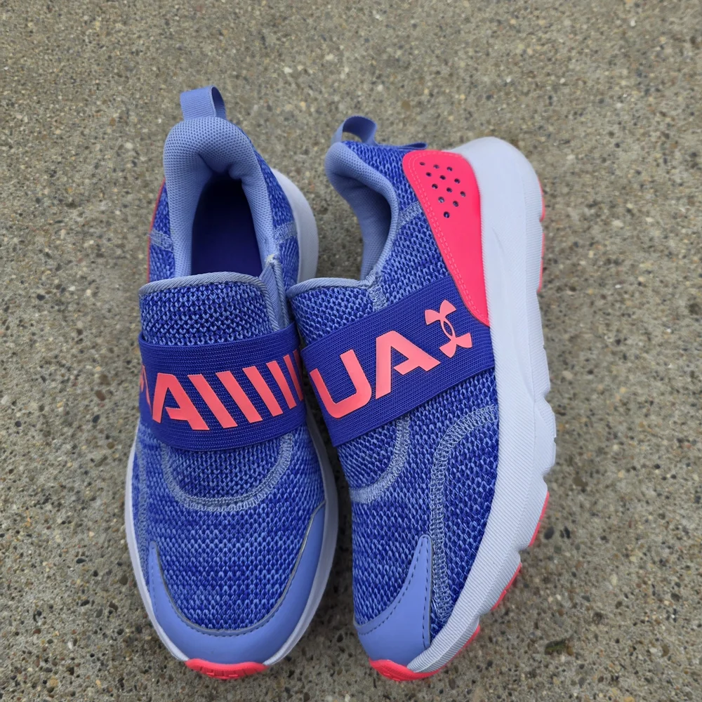 Under Armour Kids Blue and Pink Sneakers Youth Girls 4.5Y